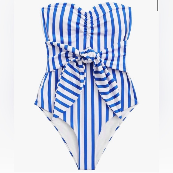 Sweatyrocks Other - Sweatyrocks Women’s Blue and White Striped Swimsuit Strapless